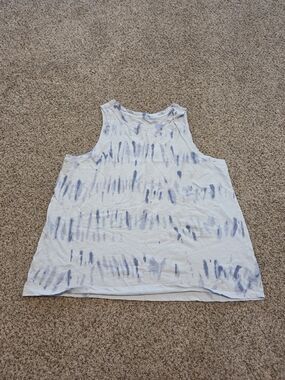 Time and Tru White Tank Top with Light Blue Tie-Dye